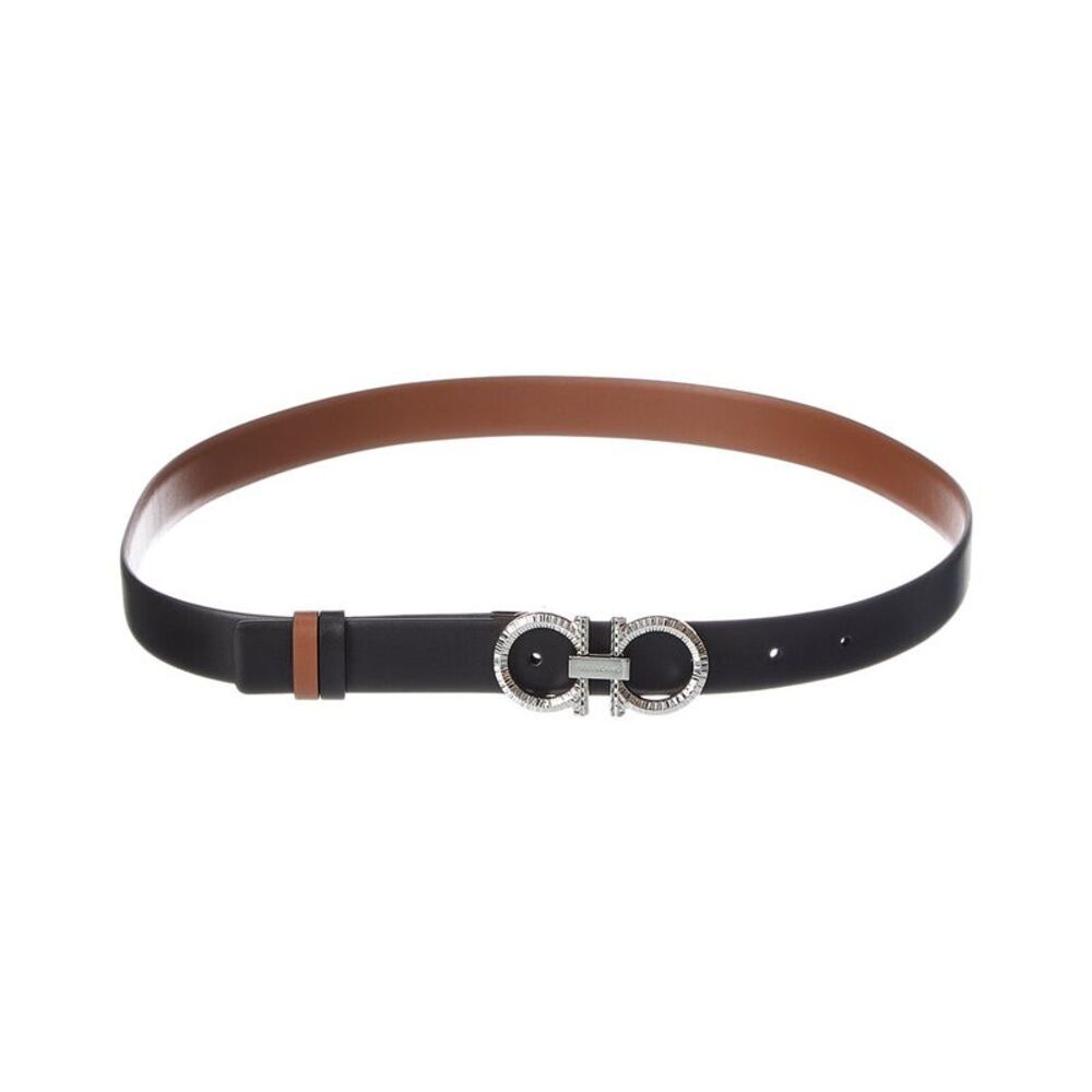 Ferragamo Gancini Reversible Leather Belt, Black